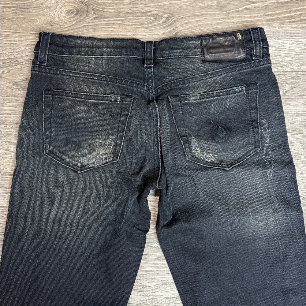 R13 Women’s Allison Mid-Rise Crop Skinny Jeans Distressed Black Shredded Sz 27 - Picture 8 of 13